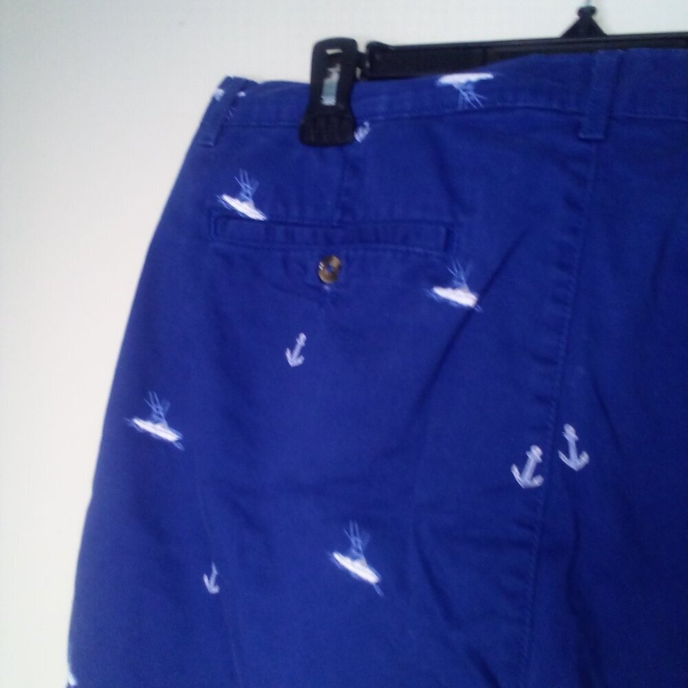 Saddlebred Shorts Men 38 Casual Chino Boat Anchor Nautical Blue White - Picture 12 of 14